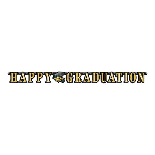 Beistle 5ft. Black & Gold Happy Graduation Streamers, 2ct.
